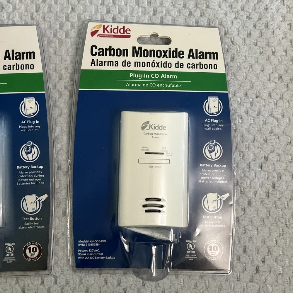Kidde Carbon Monoxide Alarm Plug-In Detector Battery Backup KN-COB-DP2 Set of 3